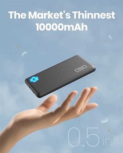 Slim 10000mAh Portable Charger for iPhone, Samsung, iPad