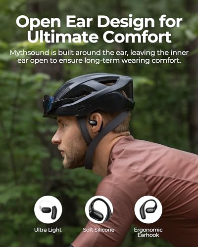 Bluetooth 5.3 Sweat-Resistant Open Ear Wireless Earbuds with Digital Display Case Black