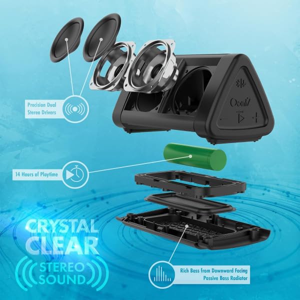 OontZ Angle 3 Portable Bluetooth Speaker - 12W, 24-Hr Battery, 100Ft Range, IPX5 Water-Resistant (Black)
